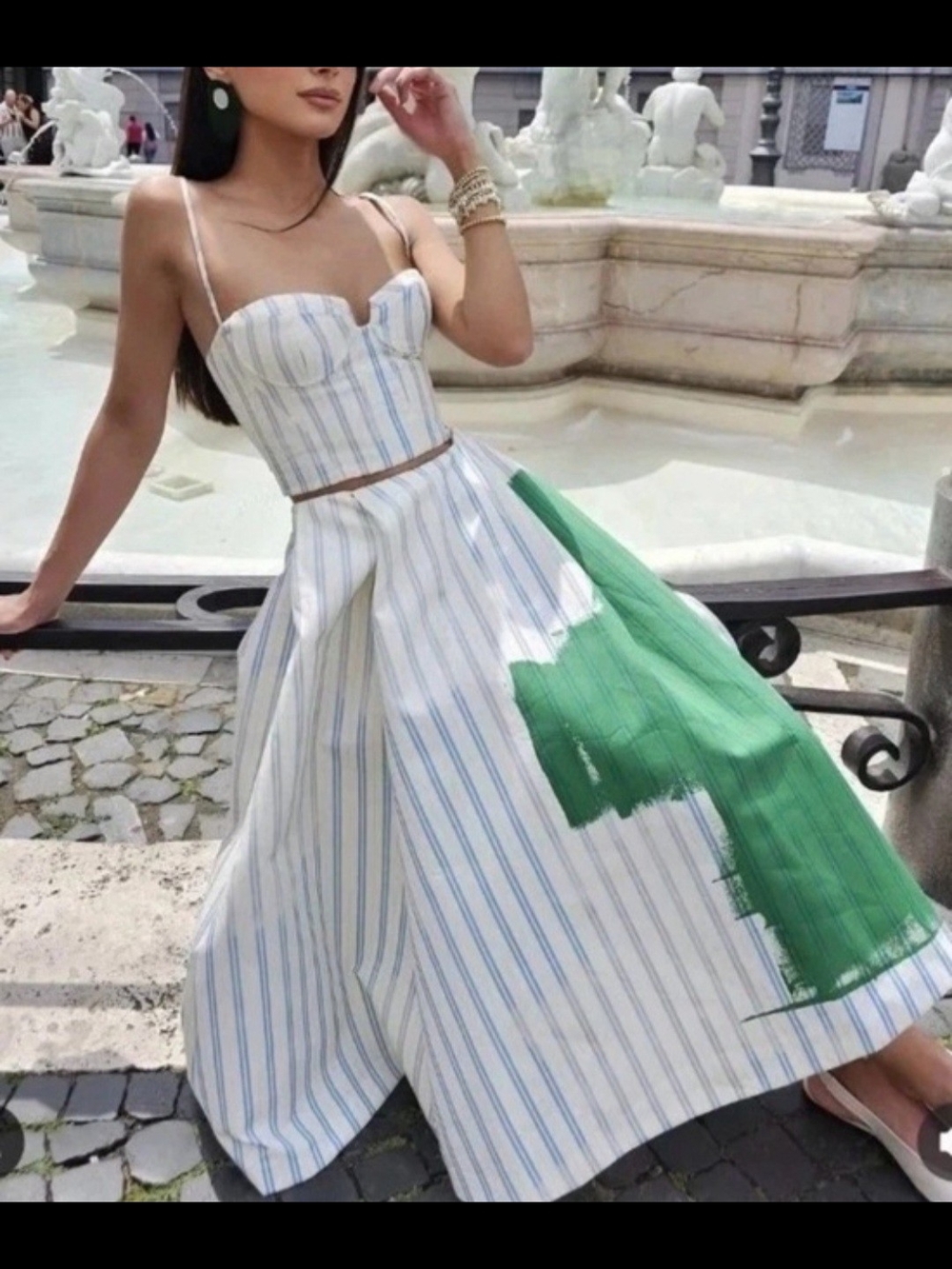 New Zara ZW Collection Striped Midi Skirt Size XS